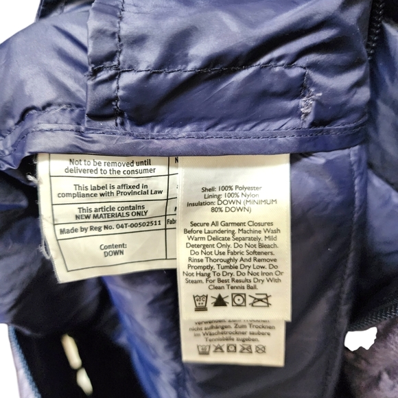 Eddie Bauer Cirruslite 650 Down Parka Navy Heather Blue with Hood, Size S - Picture 4 of 6